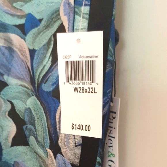 PAISLEY & GRAY Blue and Green Patterned Tuxedo Pants, 28W x 32L - Picture 4 of 9